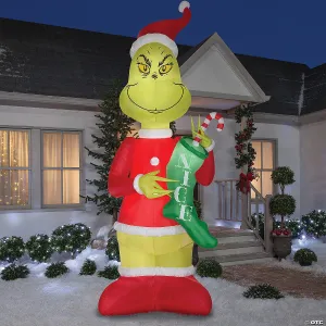 108" Blow Up Inflatable Grinch with Stock Giant Outdoor Yard Decoration