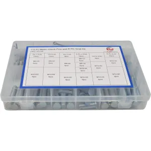 112pc Metric Clevis Pins and R Pin Grab Kit