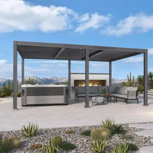 11.4' × 17.5' Outdoor Louvered Pergola with Adjustable Hardtop- Aluminum Pergola
