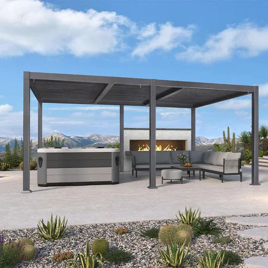11.4' × 17.5' Outdoor Louvered Pergola with Adjustable Hardtop- Aluminum Pergola