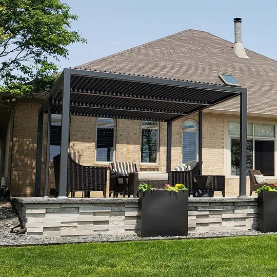 11.4' × 17.5' Outdoor Louvered Pergola with Adjustable Hardtop- Aluminum Pergola