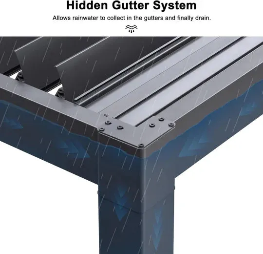 11.4' × 17.5' Outdoor Louvered Pergola with Adjustable Hardtop- Aluminum Pergola