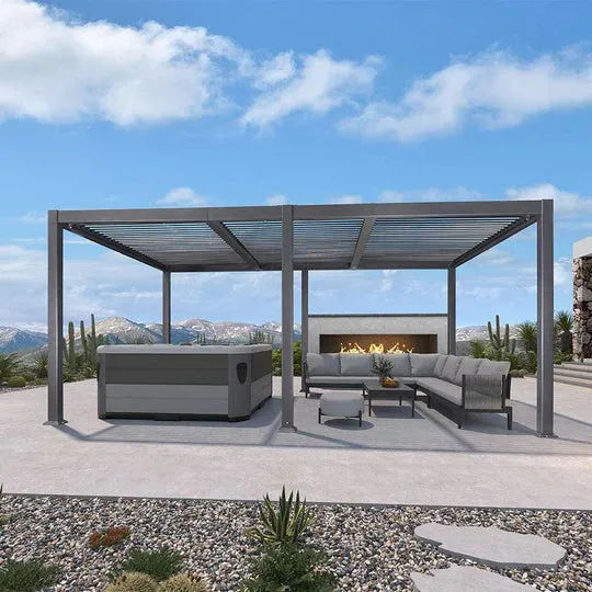 11.4' × 17.5' Outdoor Louvered Pergola with Adjustable Hardtop- Aluminum Pergola