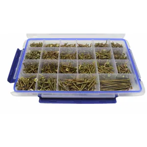 1850pc Wood Screws Multi Size Pozi Drive Grab Kit Assortment