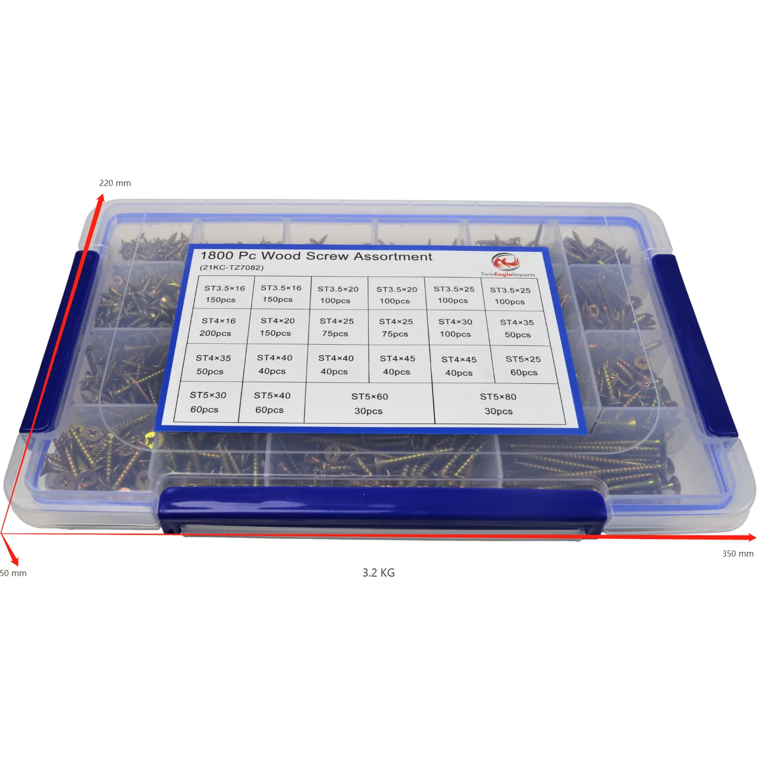 1850pc Wood Screws Multi Size Pozi Drive Grab Kit Assortment