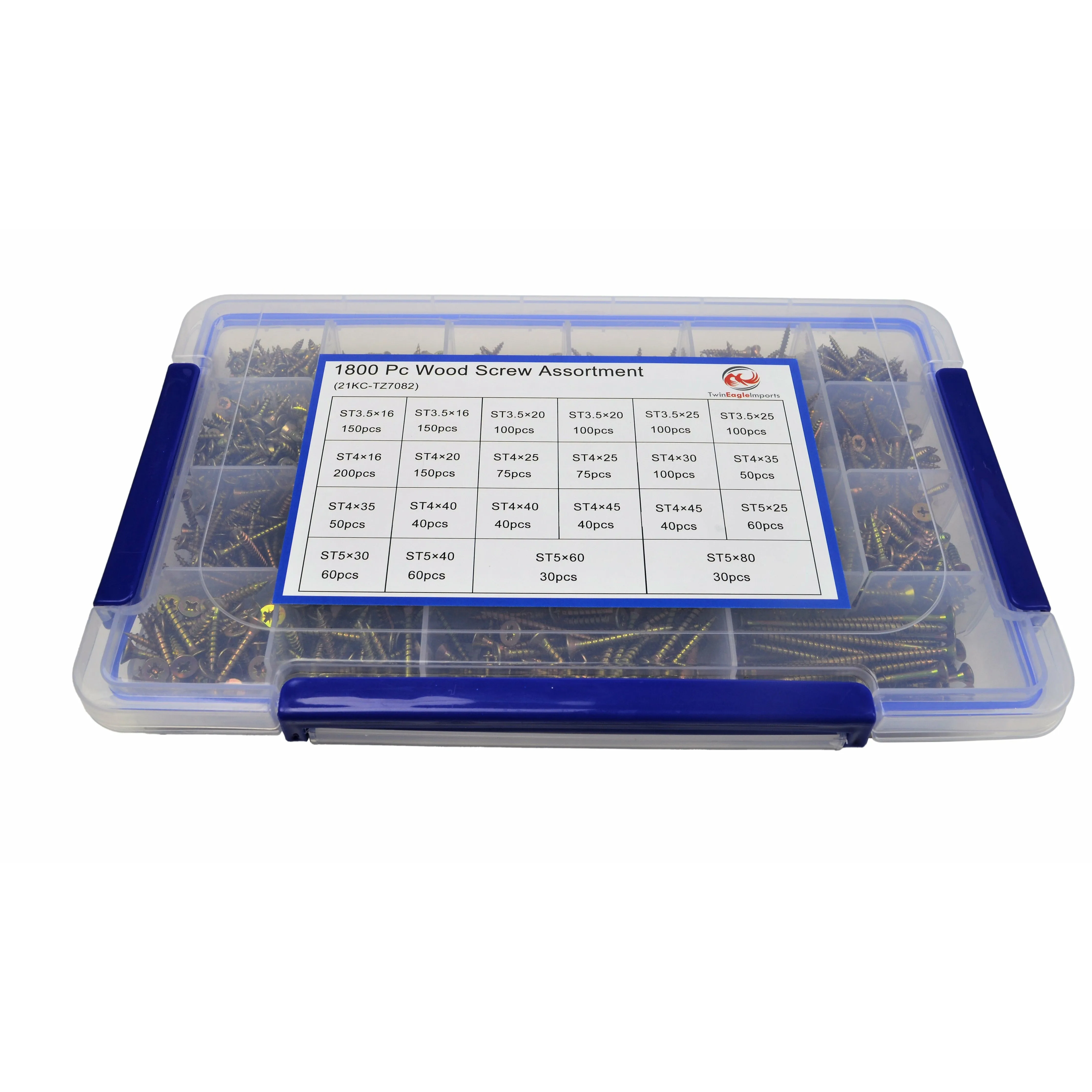 1850pc Wood Screws Multi Size Pozi Drive Grab Kit Assortment