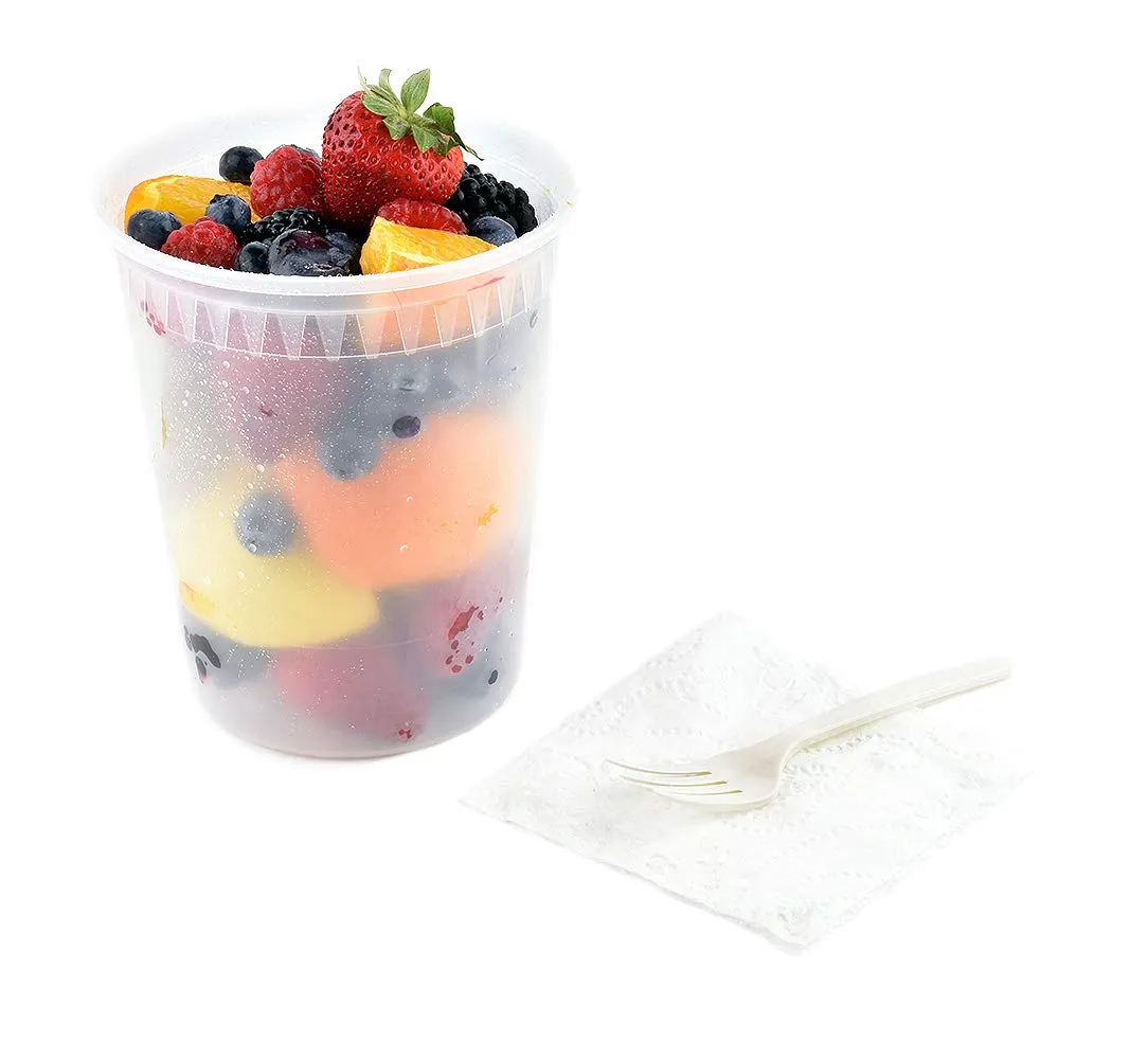 [240 SETS] Reusable Food Storage Containers with Lids - 32 oz Plastic Takeout Deli Counter Combo Pack Microwaveable Freezer Safe BPA Free Home Delicatessen Restaurant Packaging or Pantry Organization