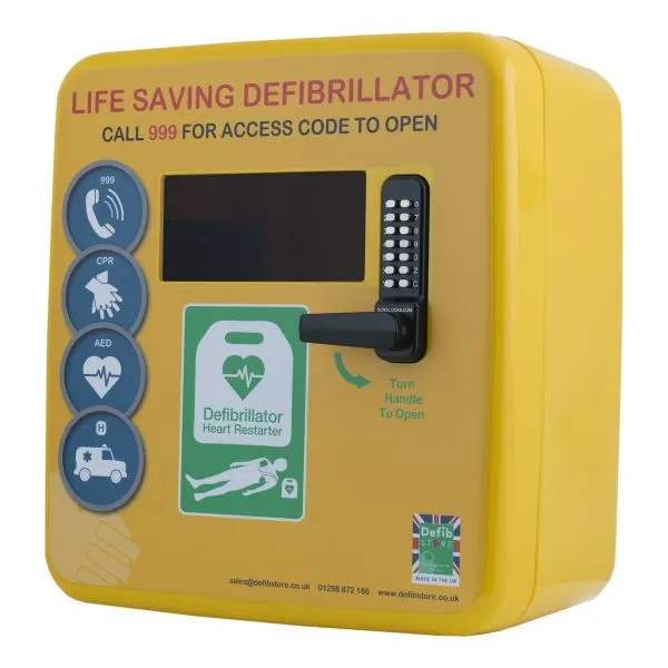 4000 Outdoor Defibrillator Cabinet - Keypad Lock - Heater and LED Light - Yellow Perm light