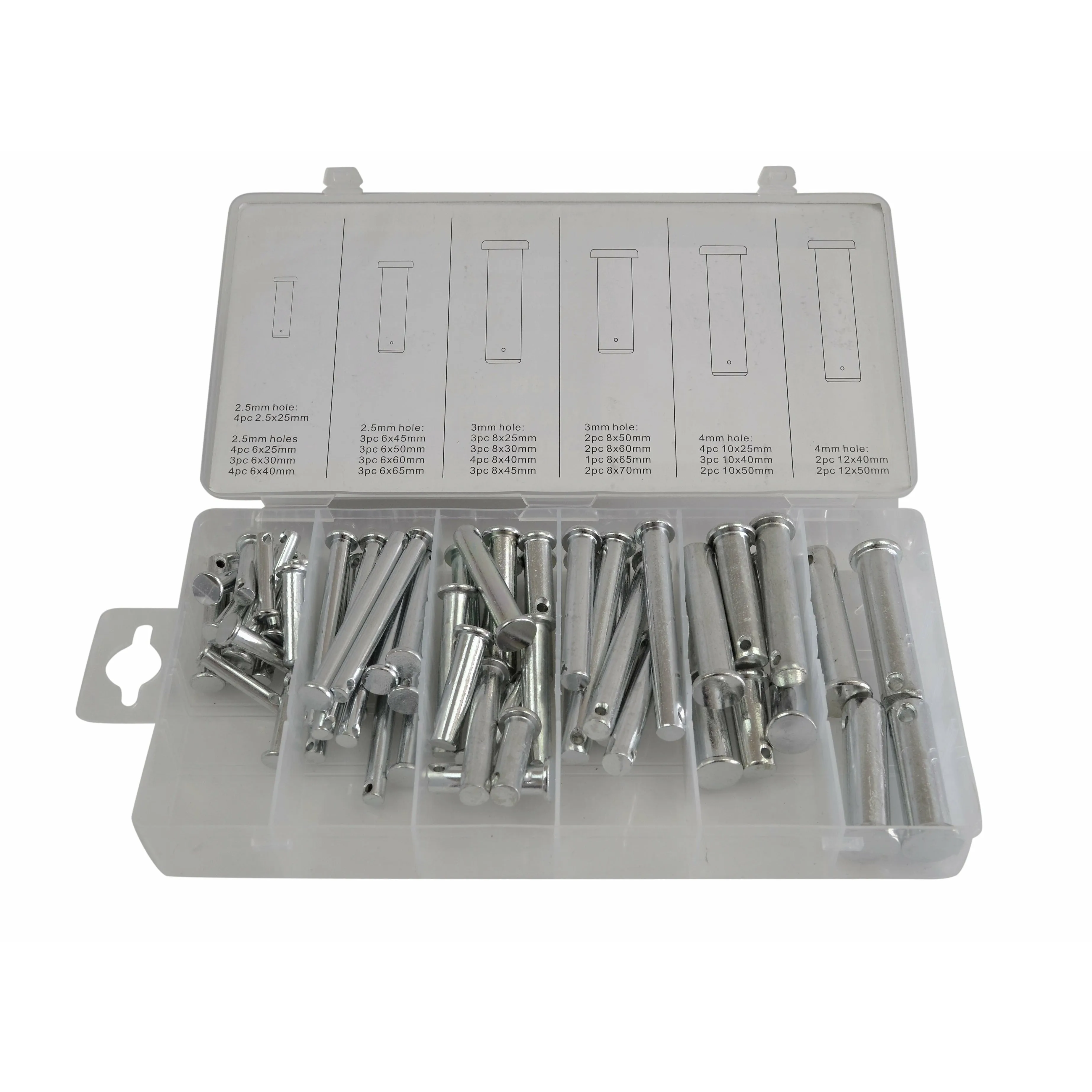 60pc Metric Clevis Pin Kit and 150pc Metric R Pin Clip Grab Kit