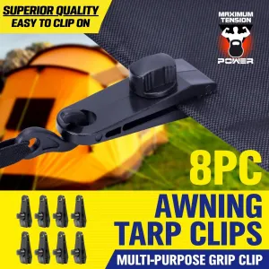 8 Piece Awning Tarp Tent Grommet Clamp Clips Hangers