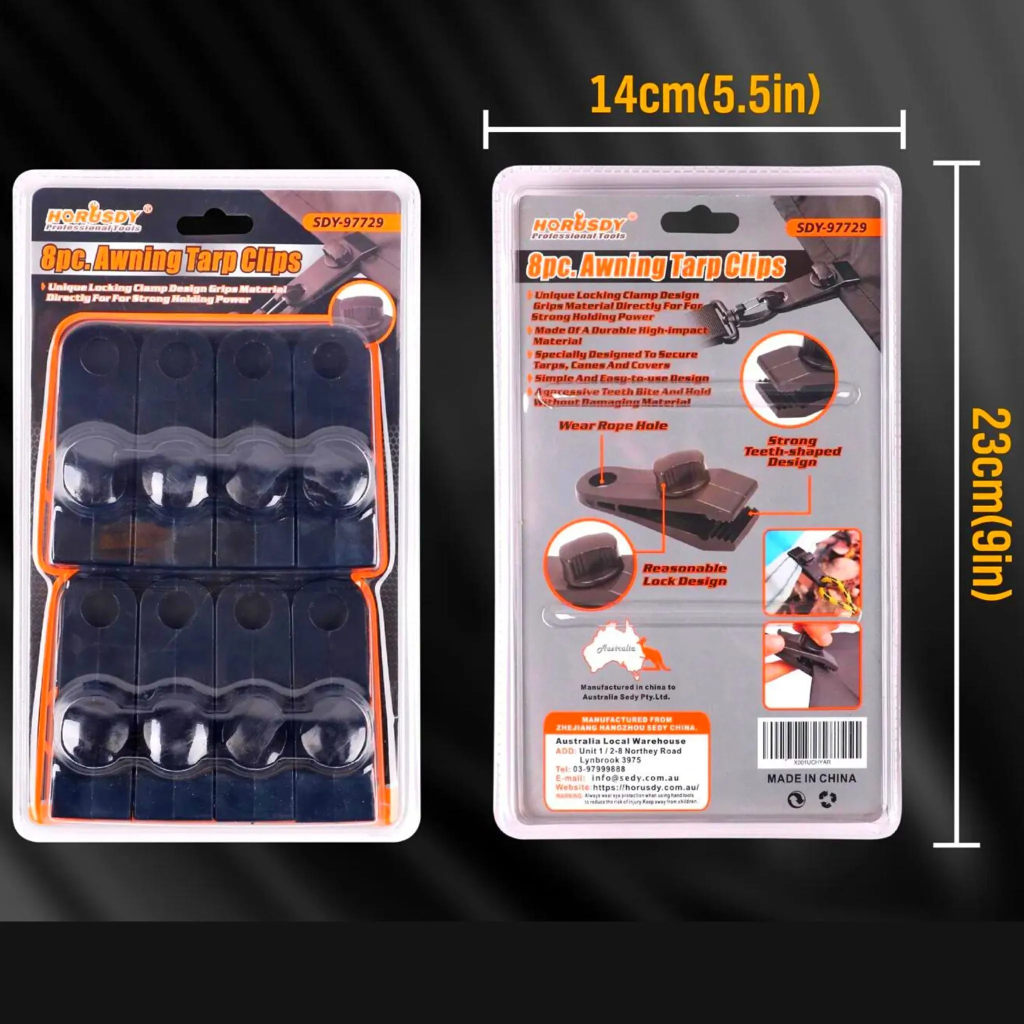 8 Piece Awning Tarp Tent Grommet Clamp Clips Hangers