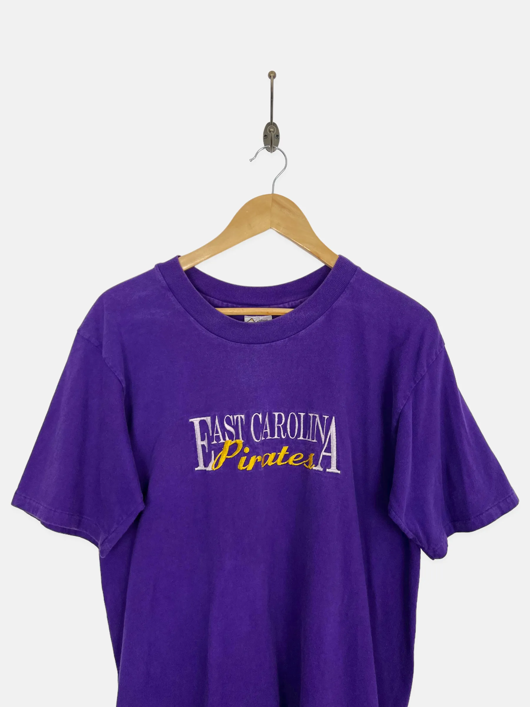 90's East Carolina Pirates USA Made Embroidered Vintage T-Shirt Size 10