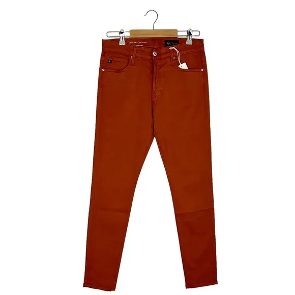 AG Farrah Ankle High Rise Skinny Sateen Stretch Jeans in Brick dust