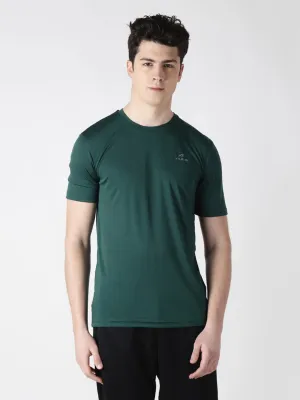 Alcis Men Green Solid Round Neck T-shirt