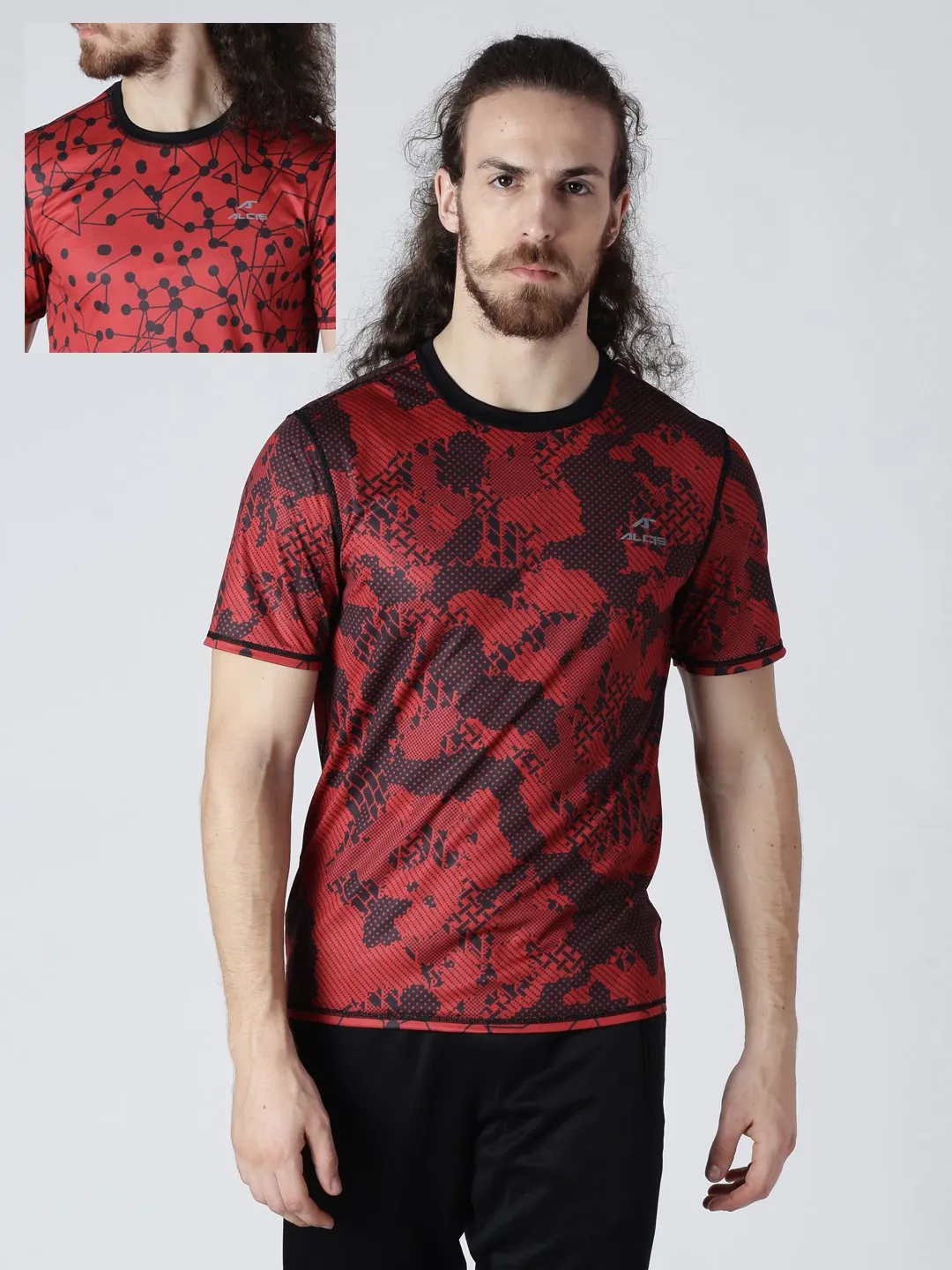 Alcis Men Pack Of Two Red Printed Round Neck Slim Fit T-shirt