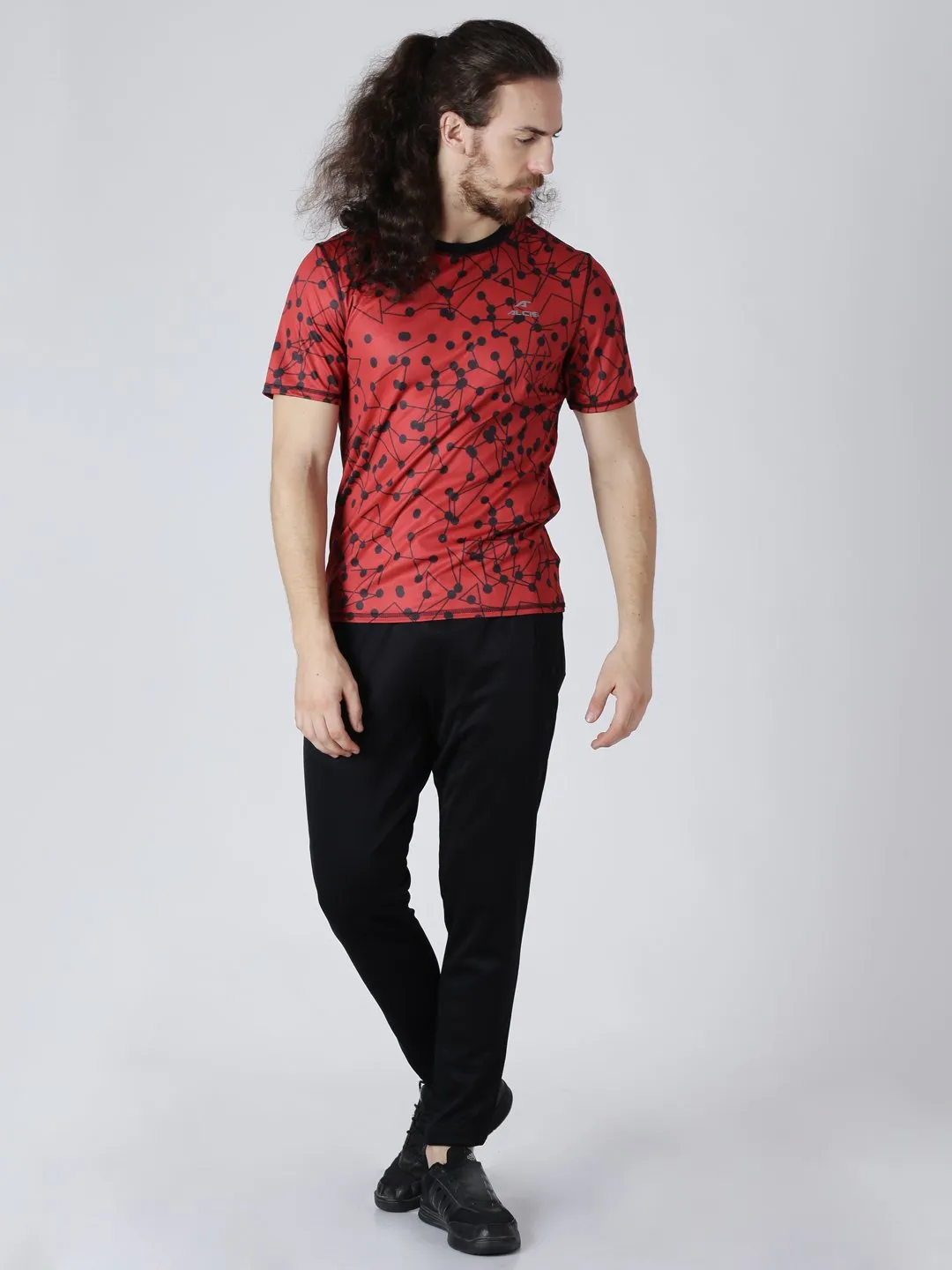 Alcis Men Pack Of Two Red Printed Round Neck Slim Fit T-shirt