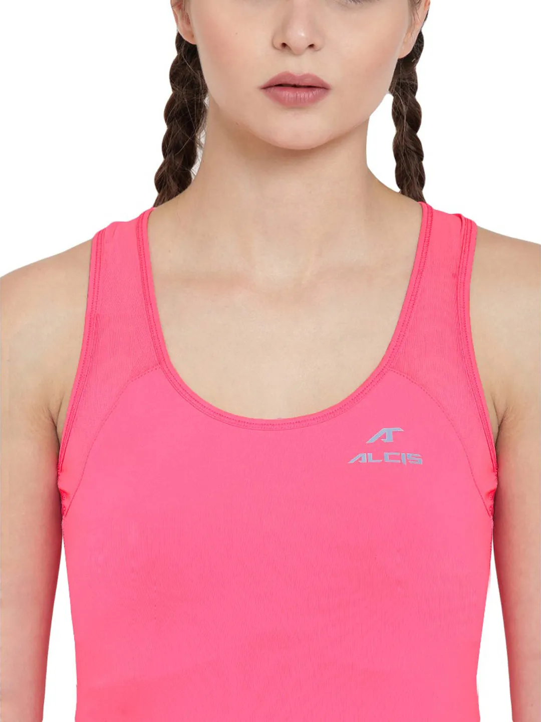 Alcis Women Pink Solid Tank Top