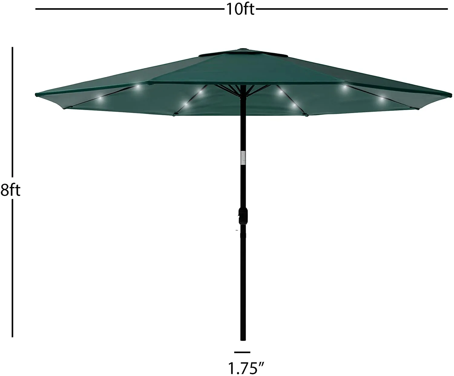 Amazing Solar LED Pure Garden Patio Umbrella – 10 Foot Deck Shade with Solar Powered LED Lights Crank Tilt & Fade Resistant, UV Protection Canopy (Hunter Green) Retails $550 
