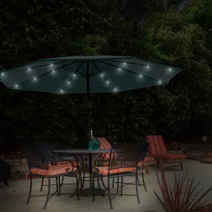 Amazing Solar LED Pure Garden Patio Umbrella – 10 Foot Deck Shade with Solar Powered LED Lights Crank Tilt & Fade Resistant, UV Protection Canopy (Hunter Green) Retails $550 