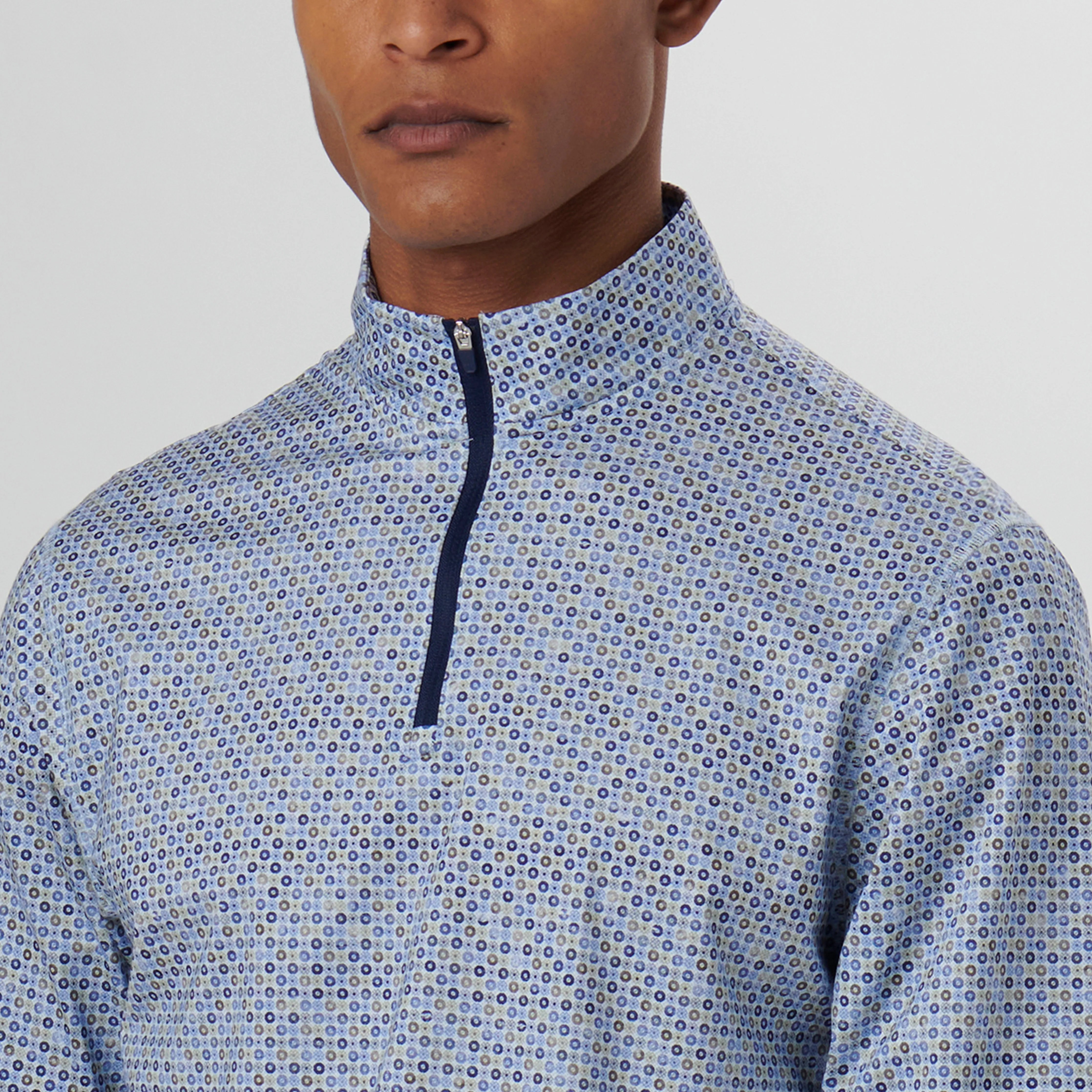 Anthony Floral Mosaic Print OoohCotton Quarter Zip Pullover