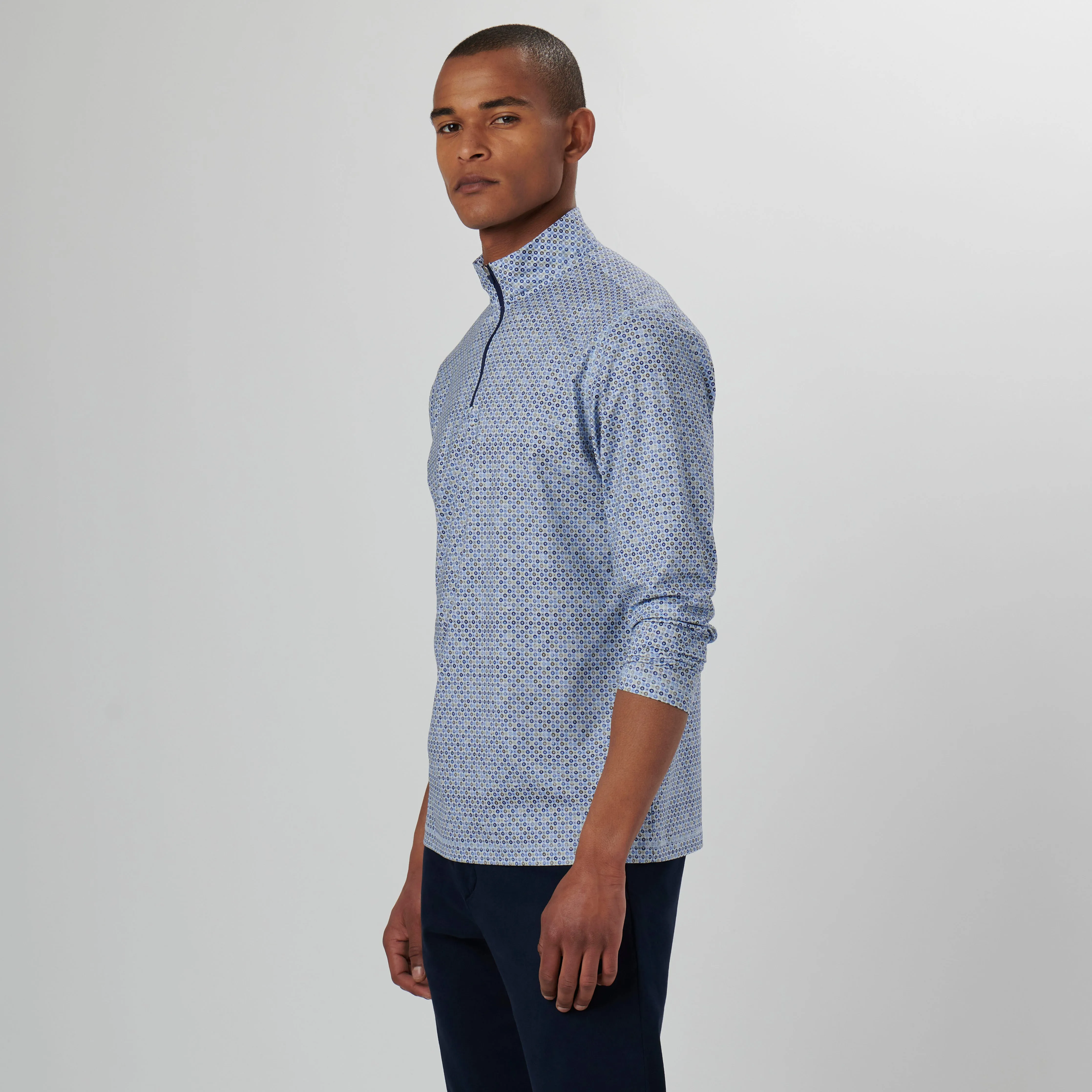 Anthony Floral Mosaic Print OoohCotton Quarter Zip Pullover