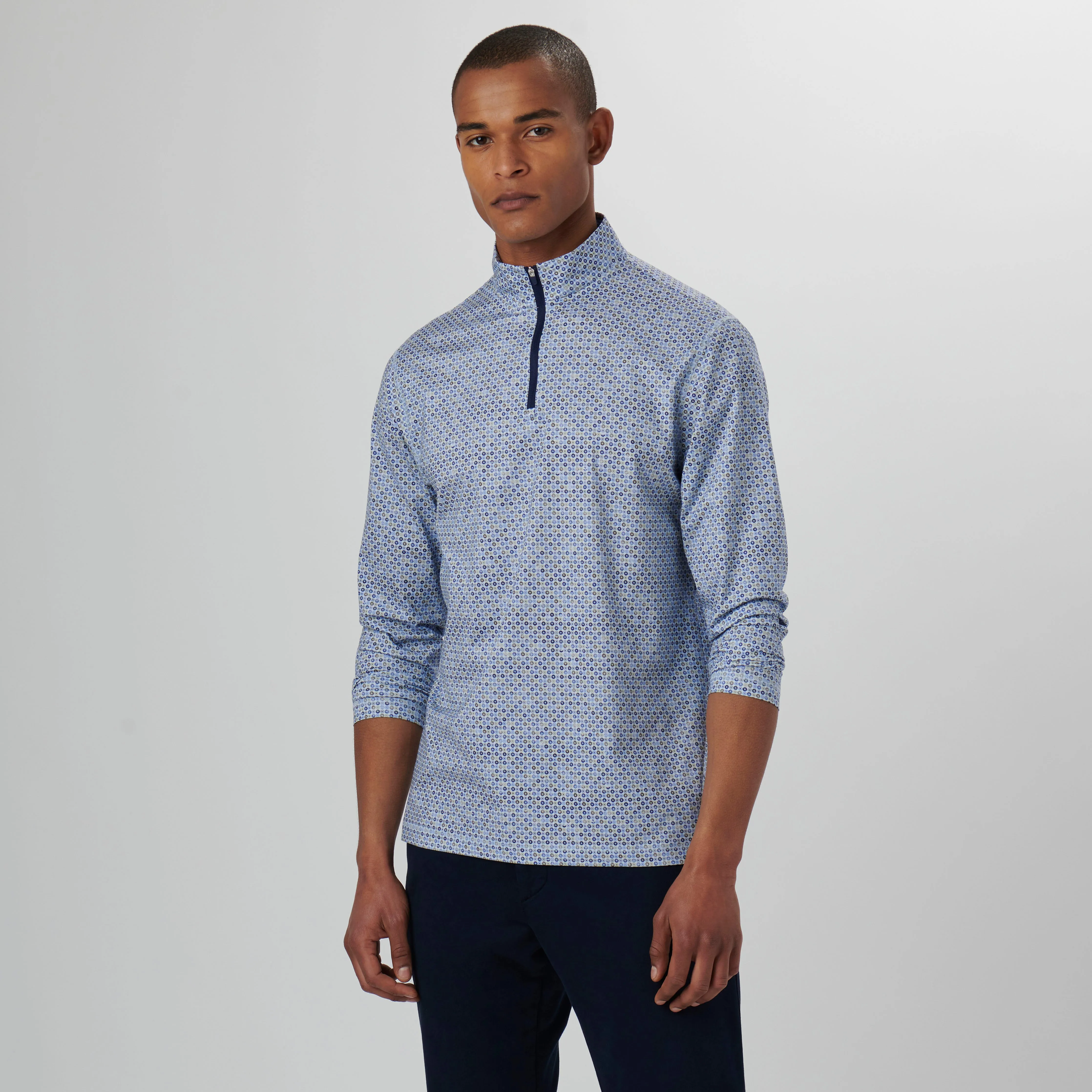 Anthony Floral Mosaic Print OoohCotton Quarter Zip Pullover