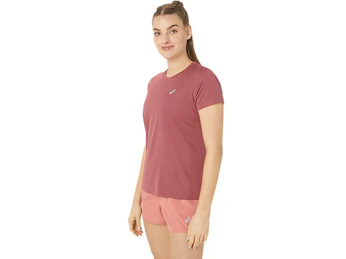 Asics Women's Silver Short Sleeve Top (Burgandy)