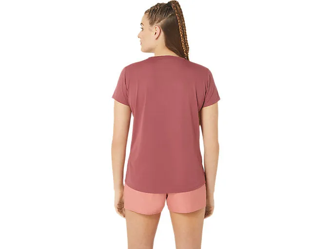 Asics Women's Silver Short Sleeve Top (Burgandy)
