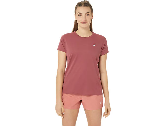 Asics Women's Silver Short Sleeve Top (Burgandy)