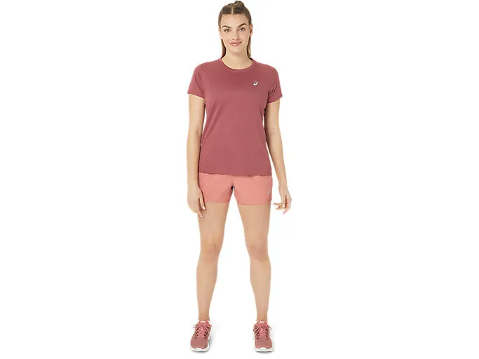 Asics Women's Silver Short Sleeve Top (Burgandy)