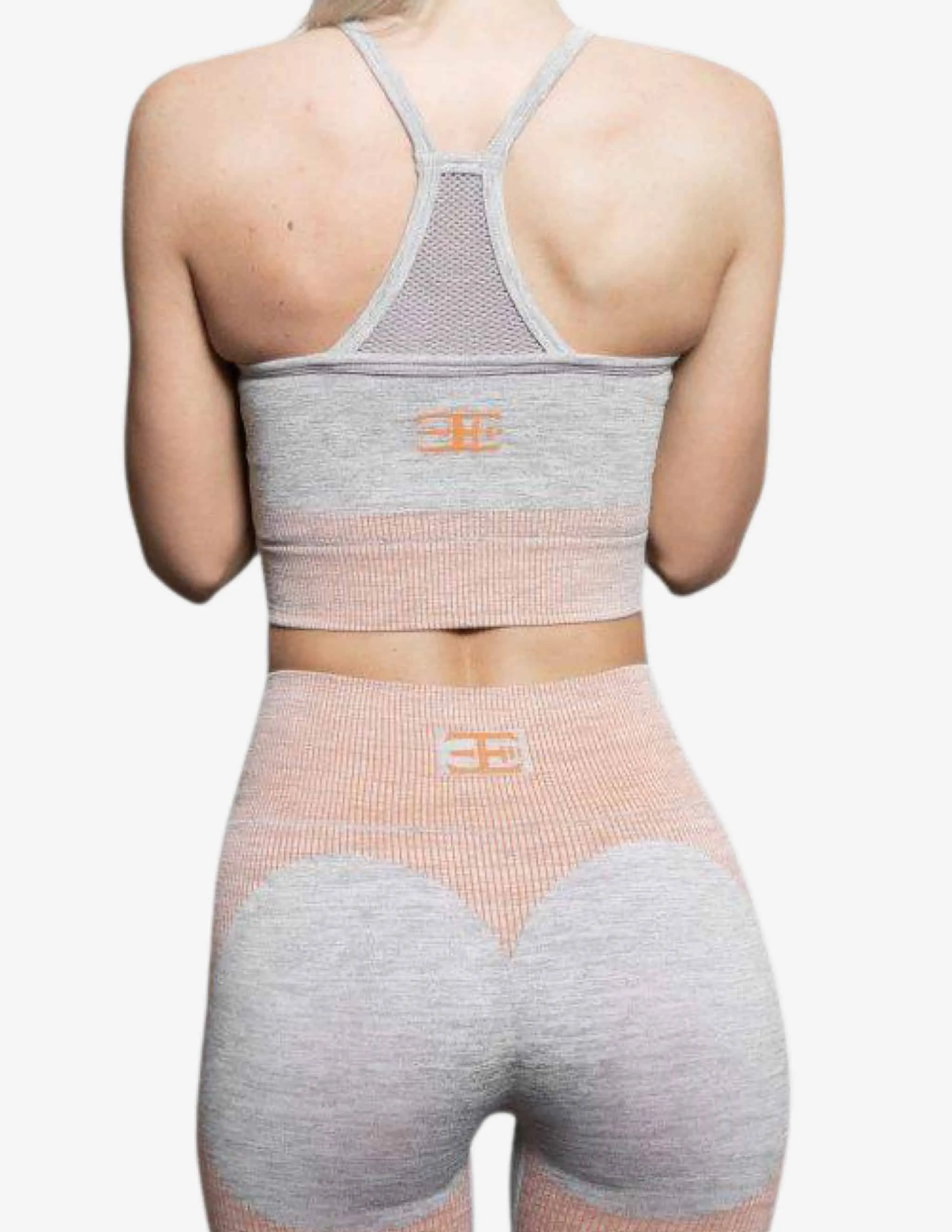 Aurora Seamless Crop Top – Grey & Orange
