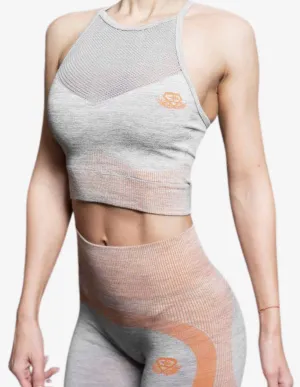 Aurora Seamless Crop Top – Grey & Orange