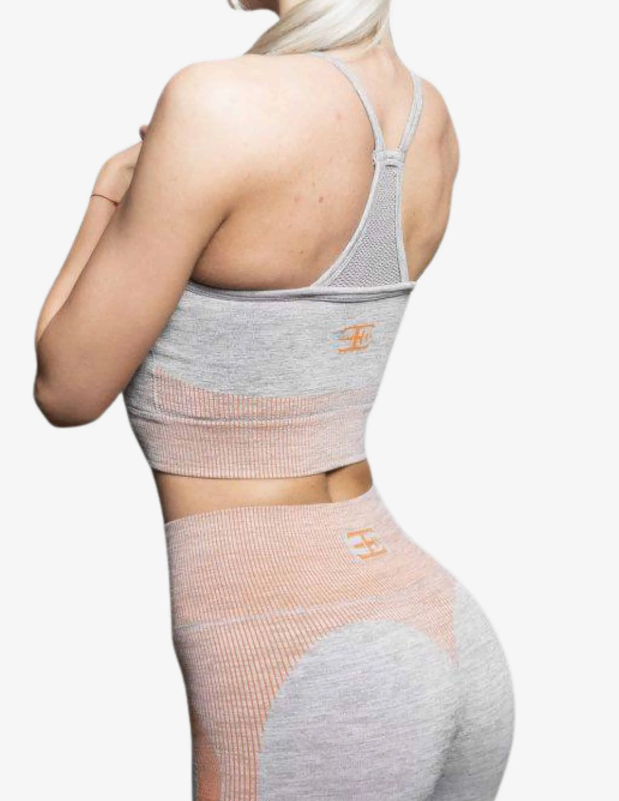 Aurora Seamless Crop Top – Grey & Orange