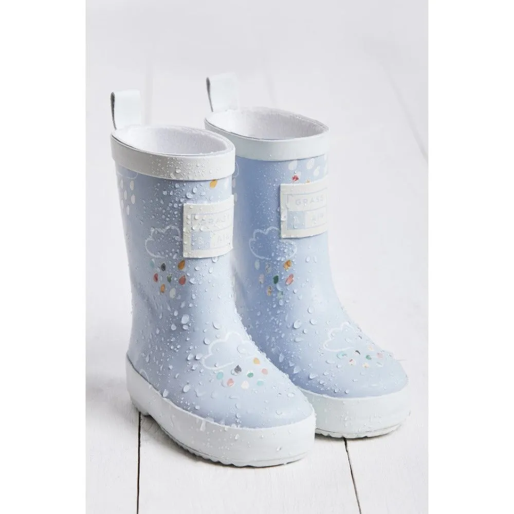 Baby Blue Raindrop Colour Changing Wellies | Grass & Air