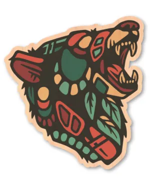 Bear Head Wood Sticker - Dust City