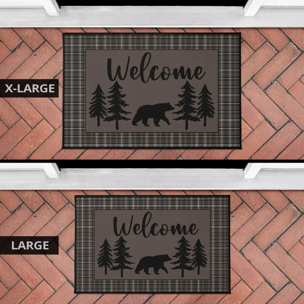 Bear With Pine Trees Welcome Mat Door Mat