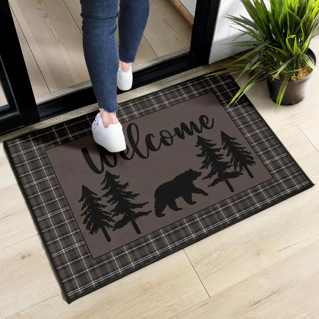 Bear With Pine Trees Welcome Mat Door Mat