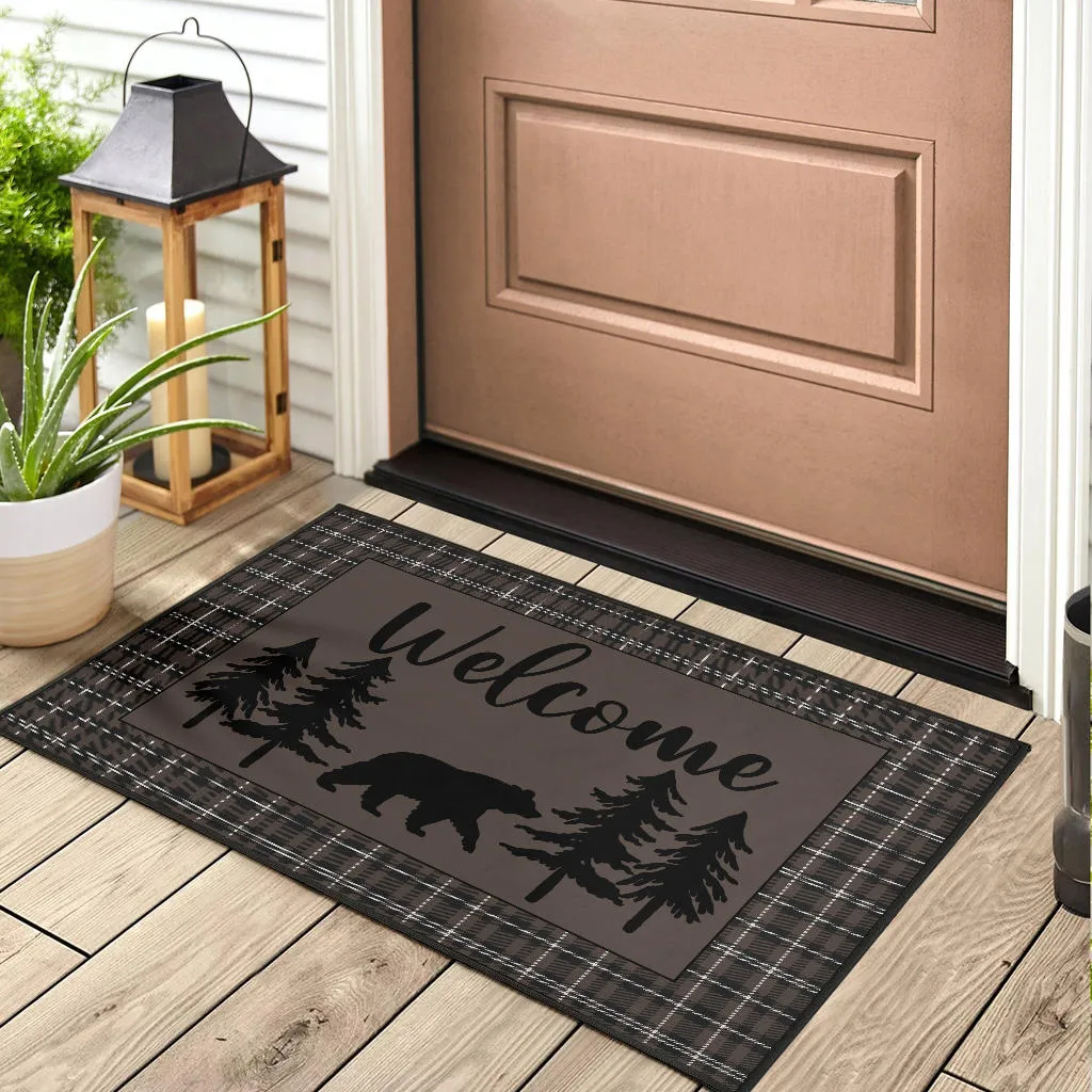 Bear With Pine Trees Welcome Mat Door Mat