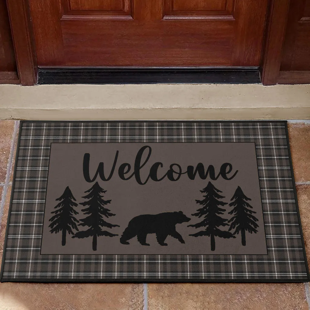 Bear With Pine Trees Welcome Mat Door Mat