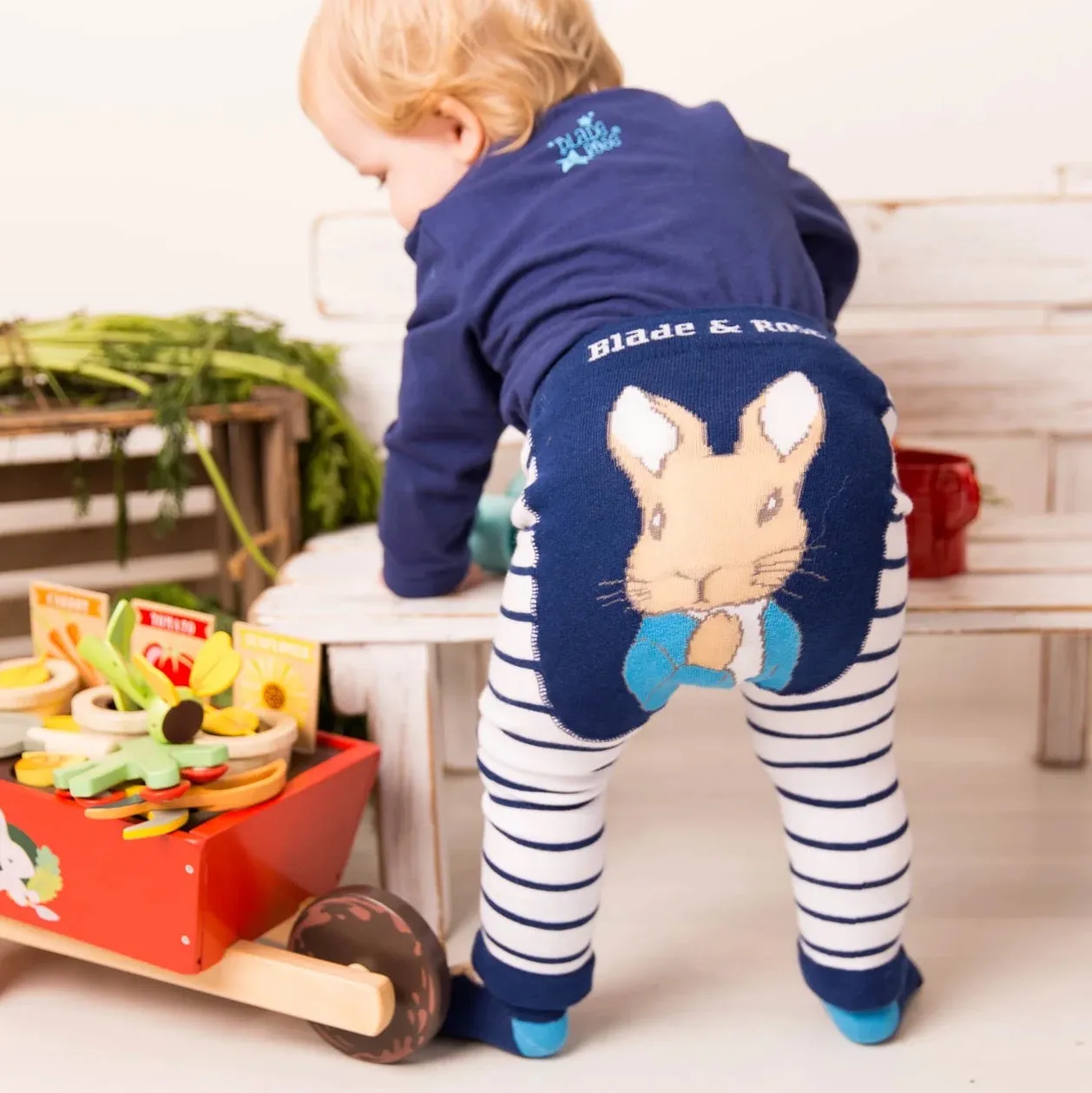 Blade & Rose Peter Rabbit Navy Cream Stripe Knitted Leggings