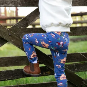 Blue Christmas Farm Leggings