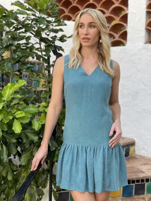 Blue Leopard Cupro Dress