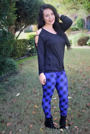 Blue Plaid Leggings RTS (TC2 22 )