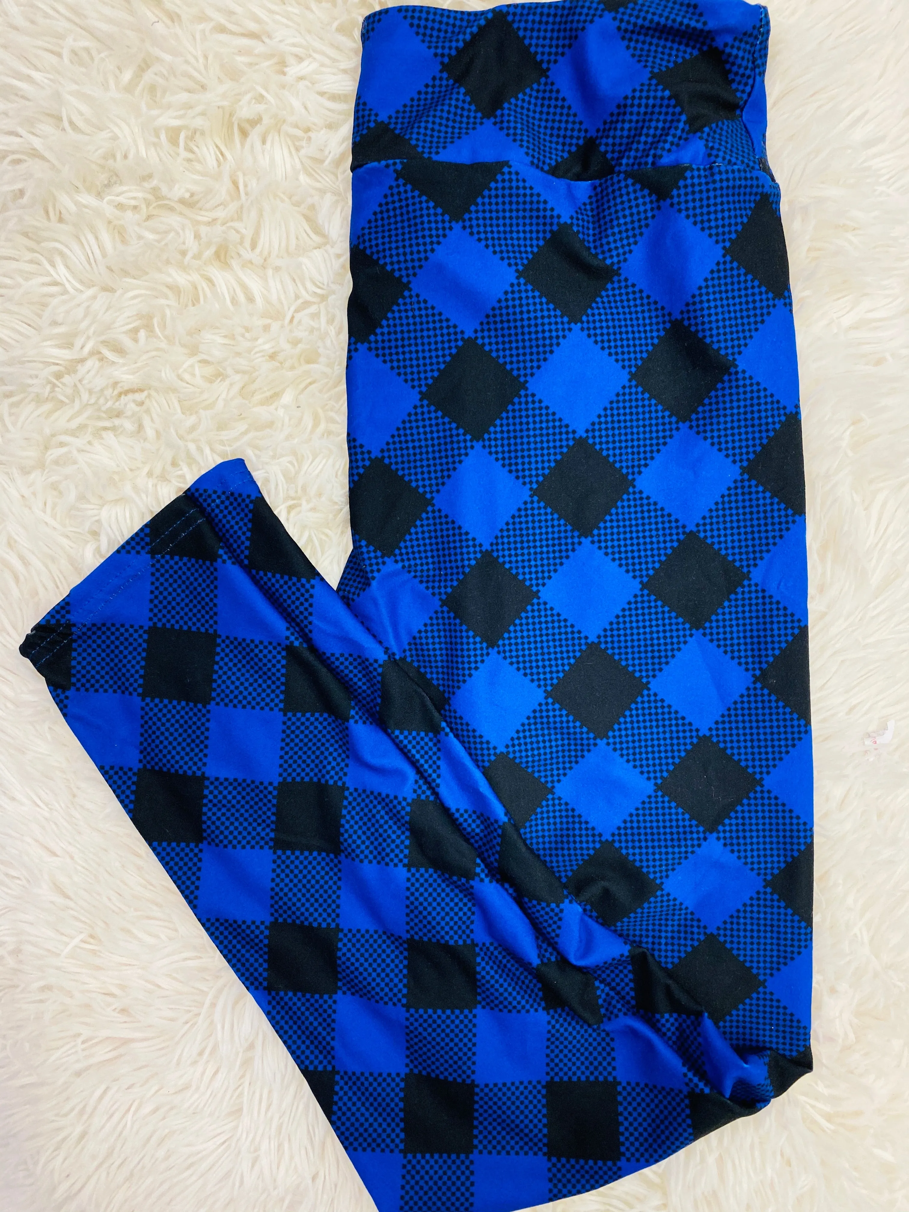 Blue Plaid Leggings RTS (TC2 22 )