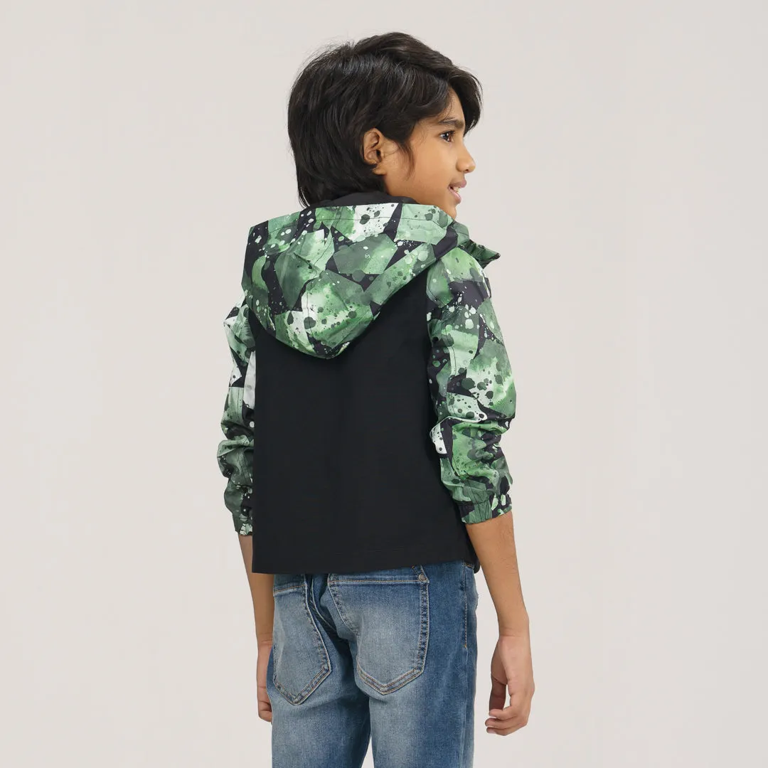 Boys Green Black Windbreaker