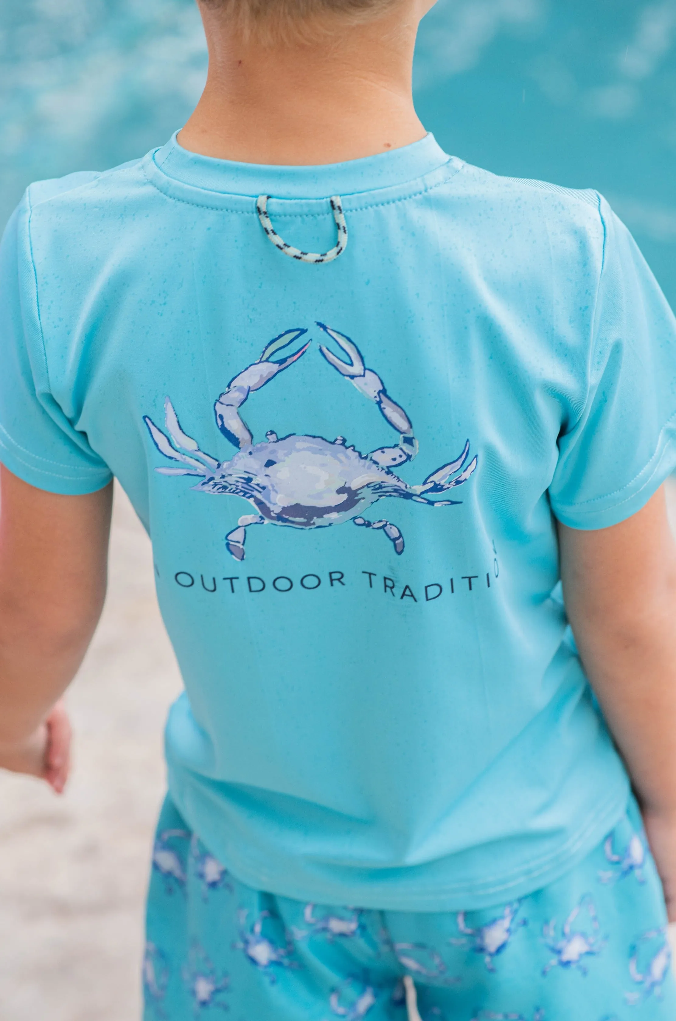 Boys Pro Performance Fishing Tee with Crab Art