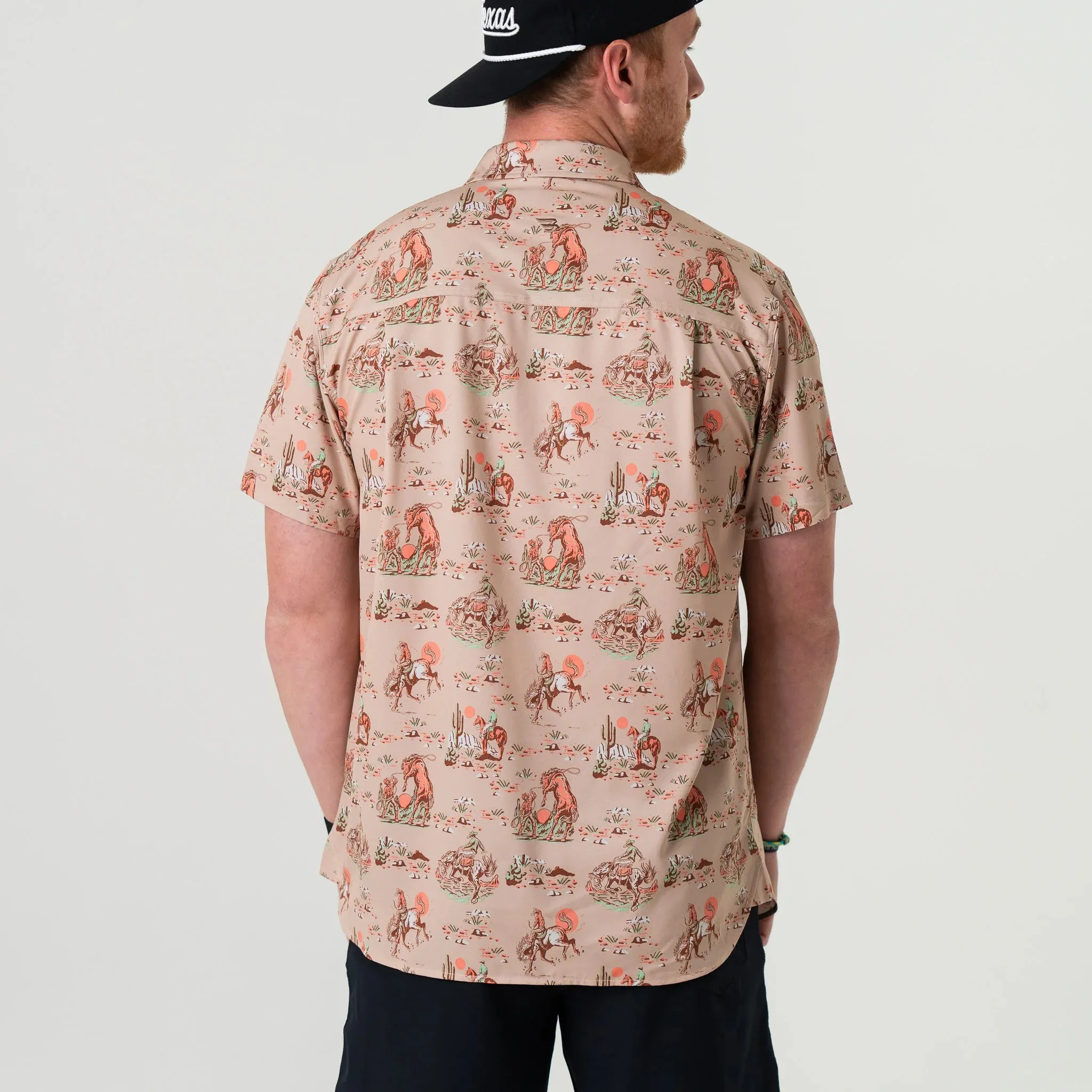 Burlebo Cowboy Up Khaki Perf Button Up