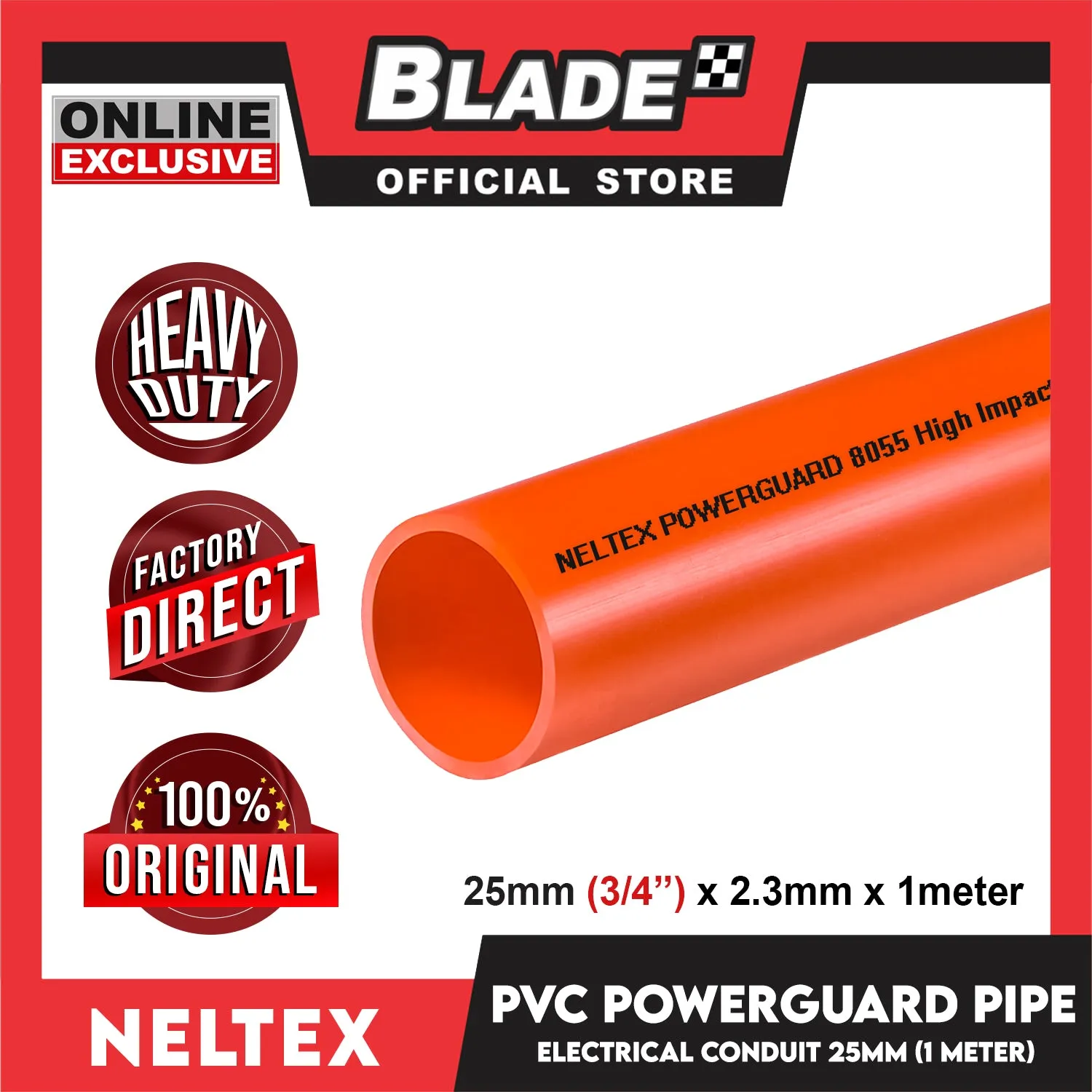 Buy 10 Get 1 Free Neltex PVC Powerguard Pipe 25mm x 1meter Electric Conduit Pipe