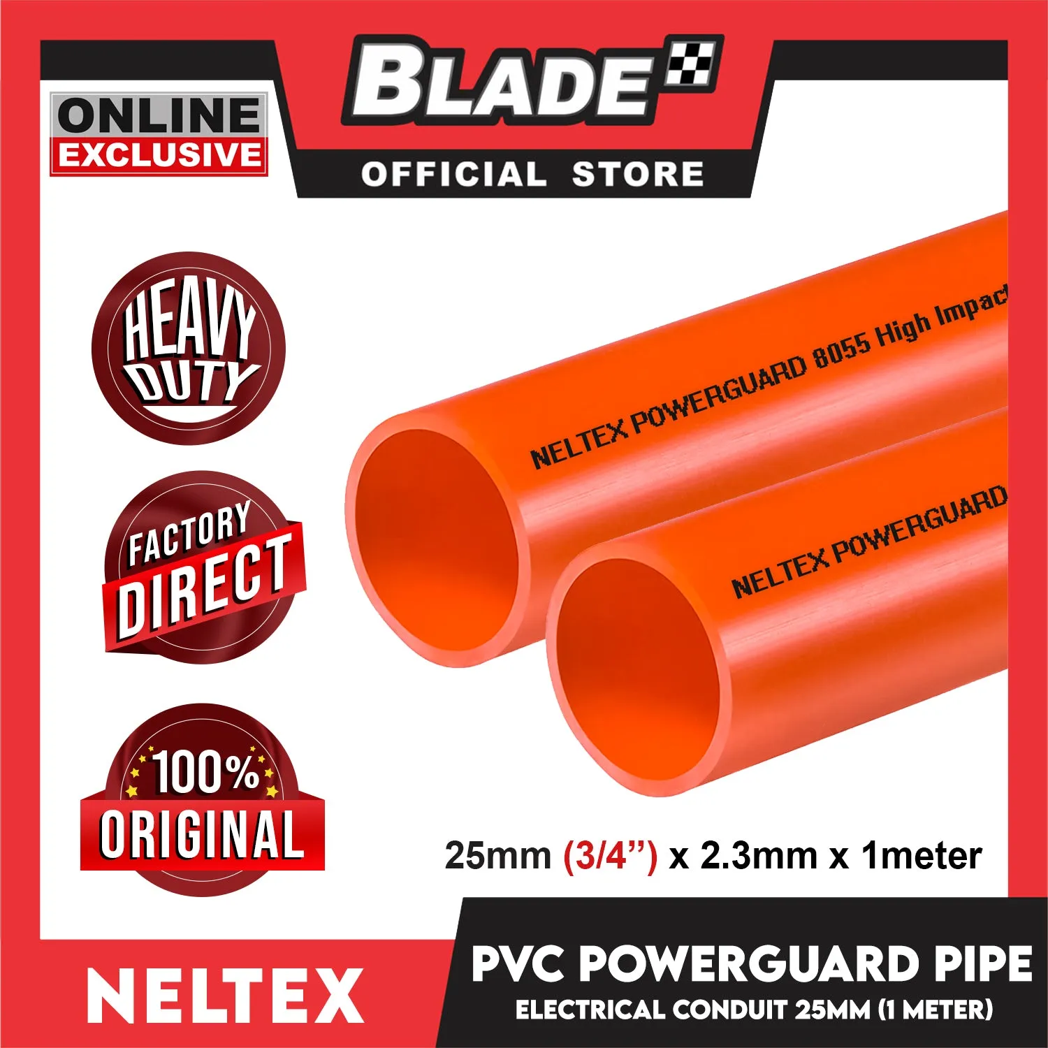 Buy 10 Get 1 Free Neltex PVC Powerguard Pipe 25mm x 1meter Electric Conduit Pipe