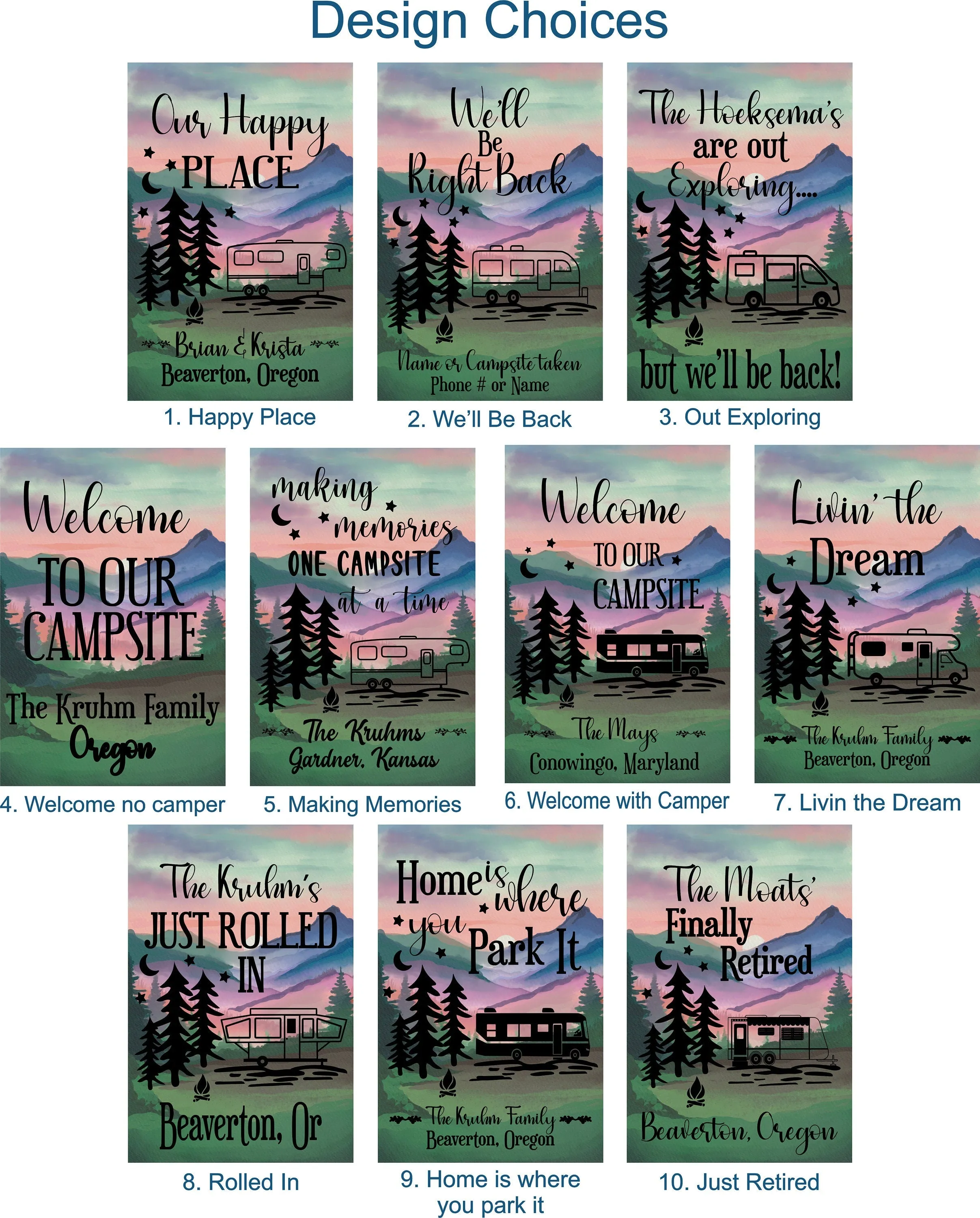 Camper Campsite garden Flag, Personalized bright Camping sign, Camp outdoor Decor, Gift outdoorsman traveler, Custom Decor rv trailer popup